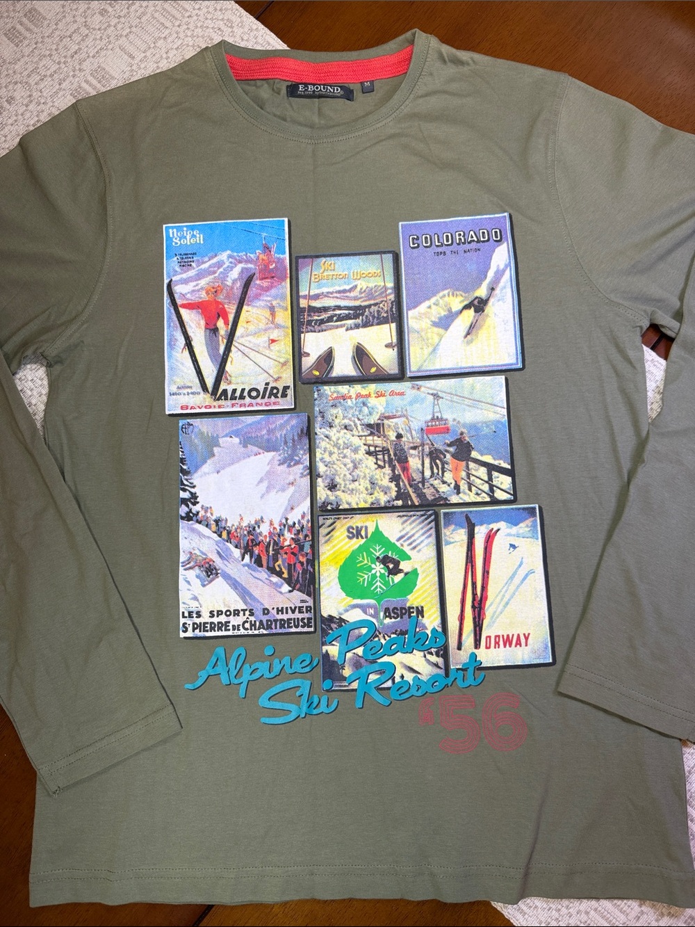 E-Bound Men’s Olive Alpine Peaks Ski Resort Graphic Tee